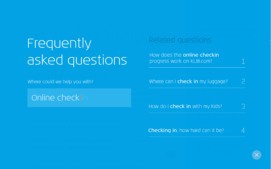 KLM utility website design - FAQ